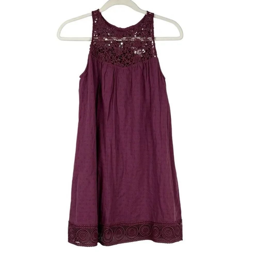 Xhilaration Purple Floral Lace Halter Sundress XS
